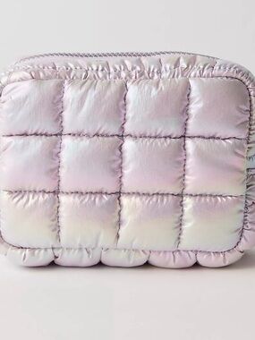 FP Movement by Free People Iridescent Light Pink Quilted Cosmetic Pouch
